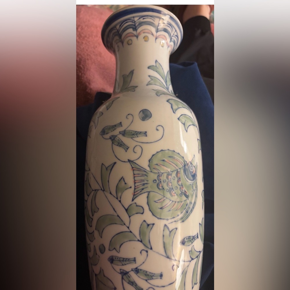Vintage Chinese fish vase, Asian decor, chinoiserie